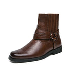 Herren Freizeitstiefel mit seitlichem Reißverschluss und Zierriemen - Patrick