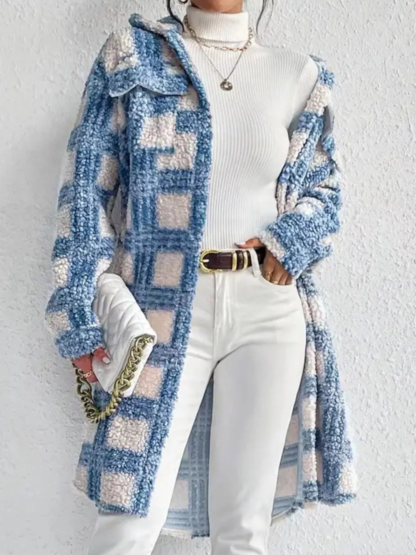 Langer Mantel mit Boule-Muster für Damen - Sereane