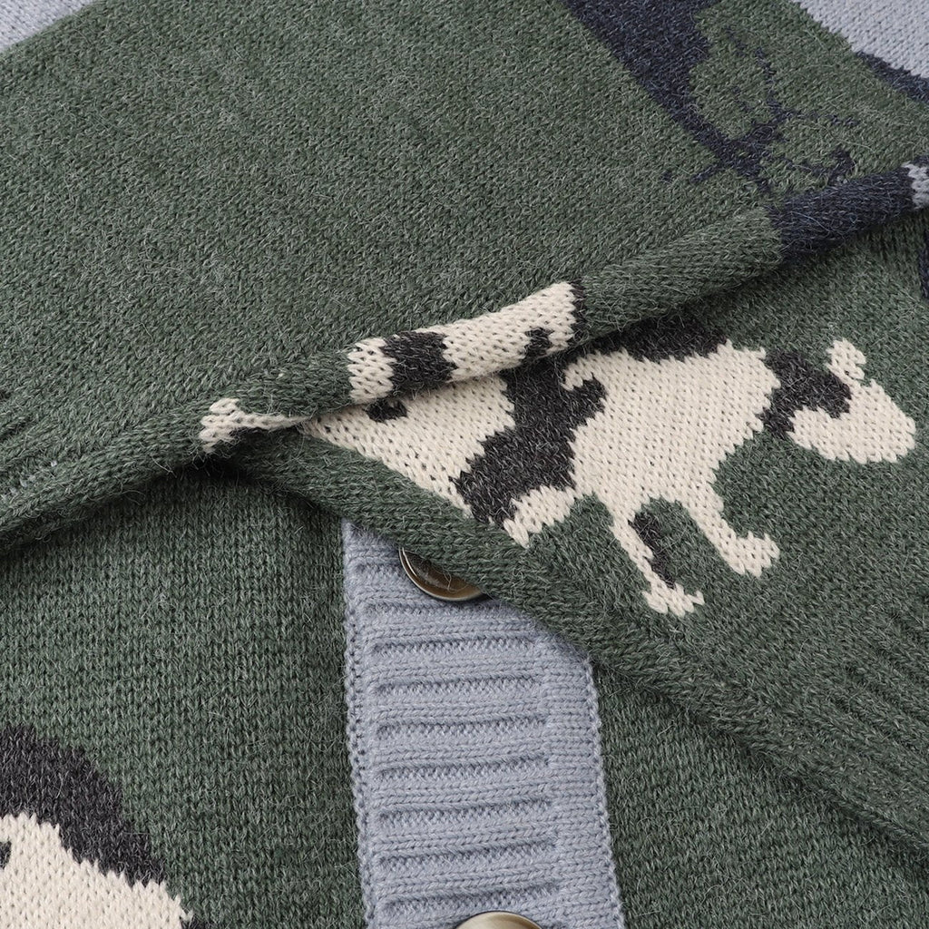 Herrenstrickjacke mit Knopfverschluss und grafischem Muster - Thomas