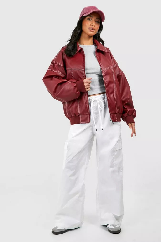 Oversize-Lederjacke im urbanen Stil