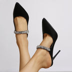 Harper - Glänzender Satin Pumps mit spitzer Zehe und hohem Absatz