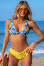 Ocean Chic - Bikini-Set mit Blumenmuster und gerafftem Unterteil mit Knoten