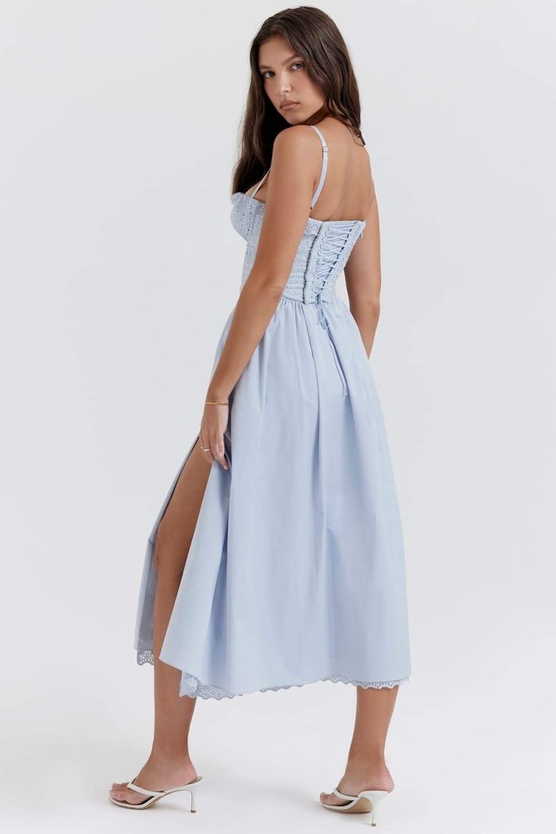 Helen - Midikleid mit besticktem Spitzenkorsett