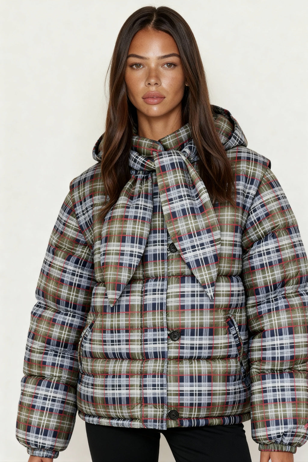 Karierte Pufferjacke