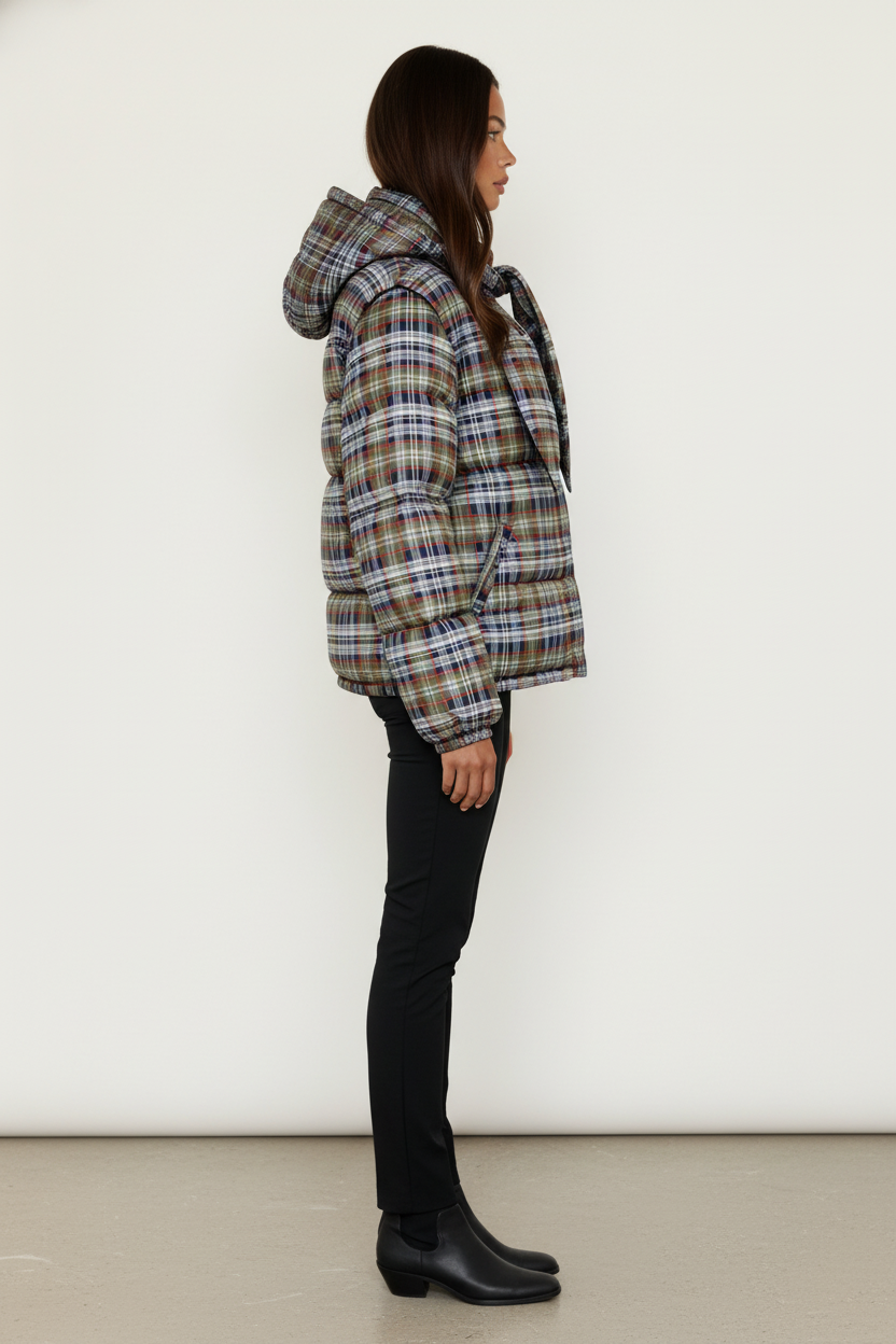 Karierte Pufferjacke