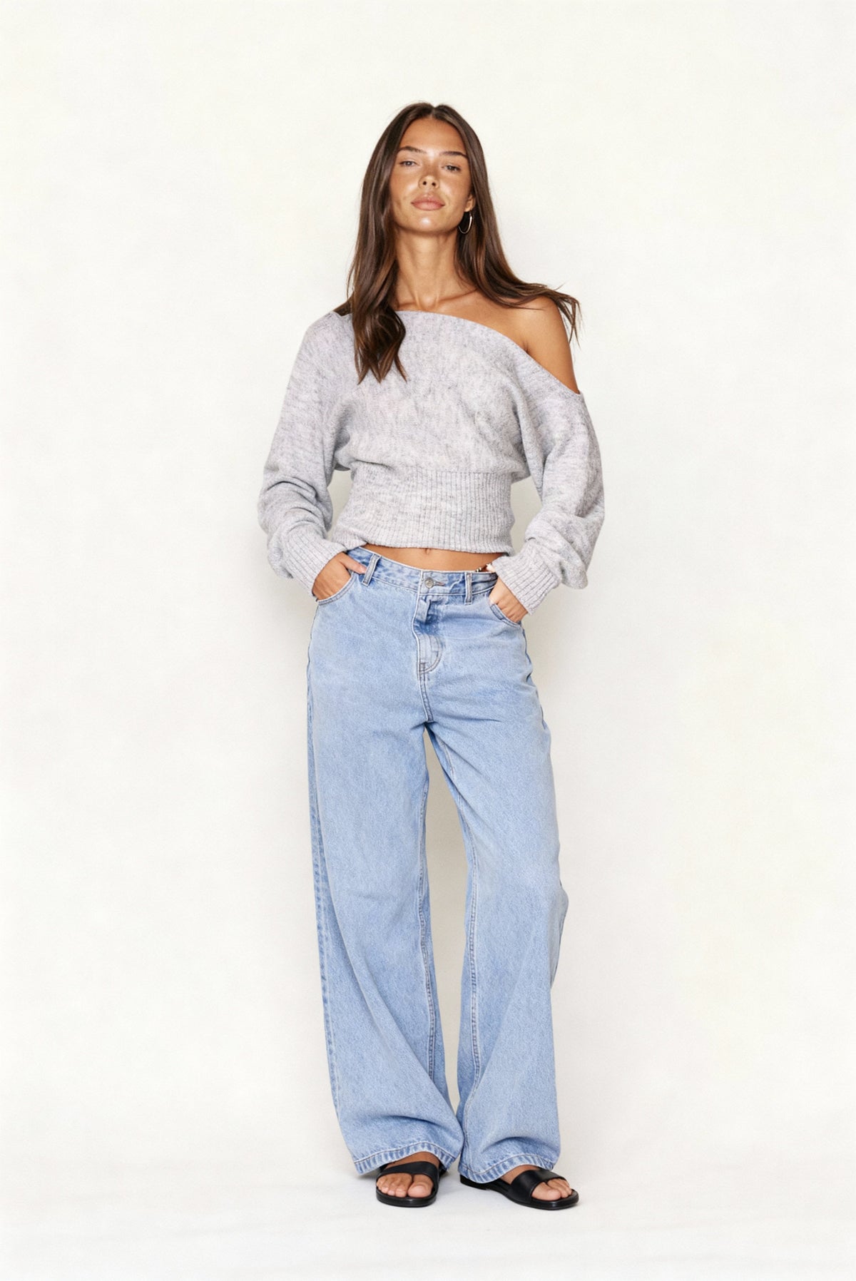 Off-Shoulder-Pullover aus Strick