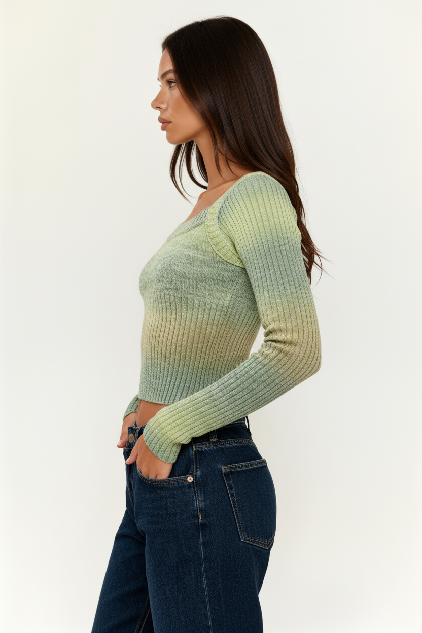 Grüner Pullover mit Statement-Design