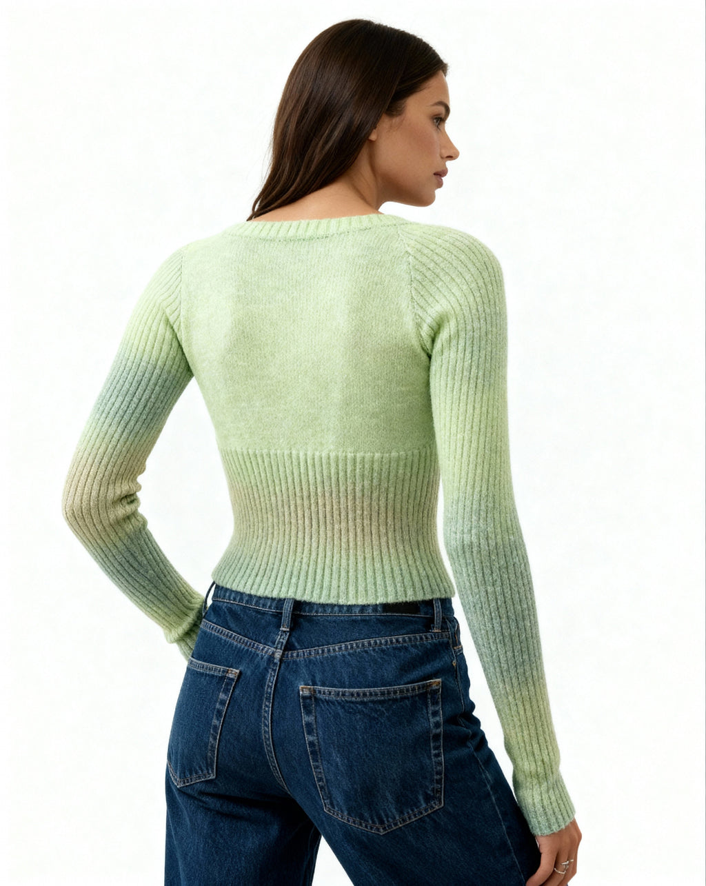 Grüner Pullover mit Statement-Design