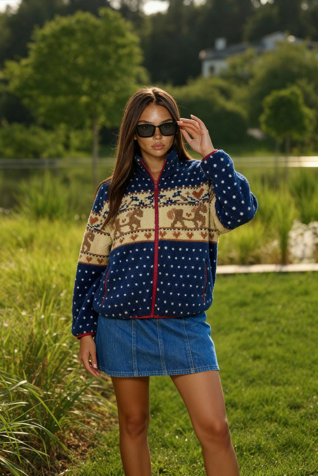 Sherpa-Jacke in Blau