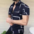 Bedrucktes Herren Kurzarmhemd im Revers Look