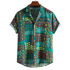 Bedrucktes Herren Kurzarm Hemd im Boho Look