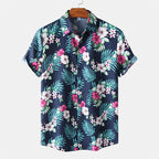 Stylisches Herren Kurzarm Hemd mit Blumen Druck