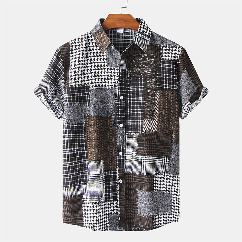 Bedrucktes Herren Kurzarm Hemd im Abstract Look