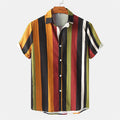 Gestreiftes Herren Kurzarm Hemd im Retro Look