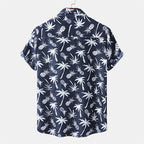 Einzigartiges Herren Kurzarm Navy Hemd mit Druck