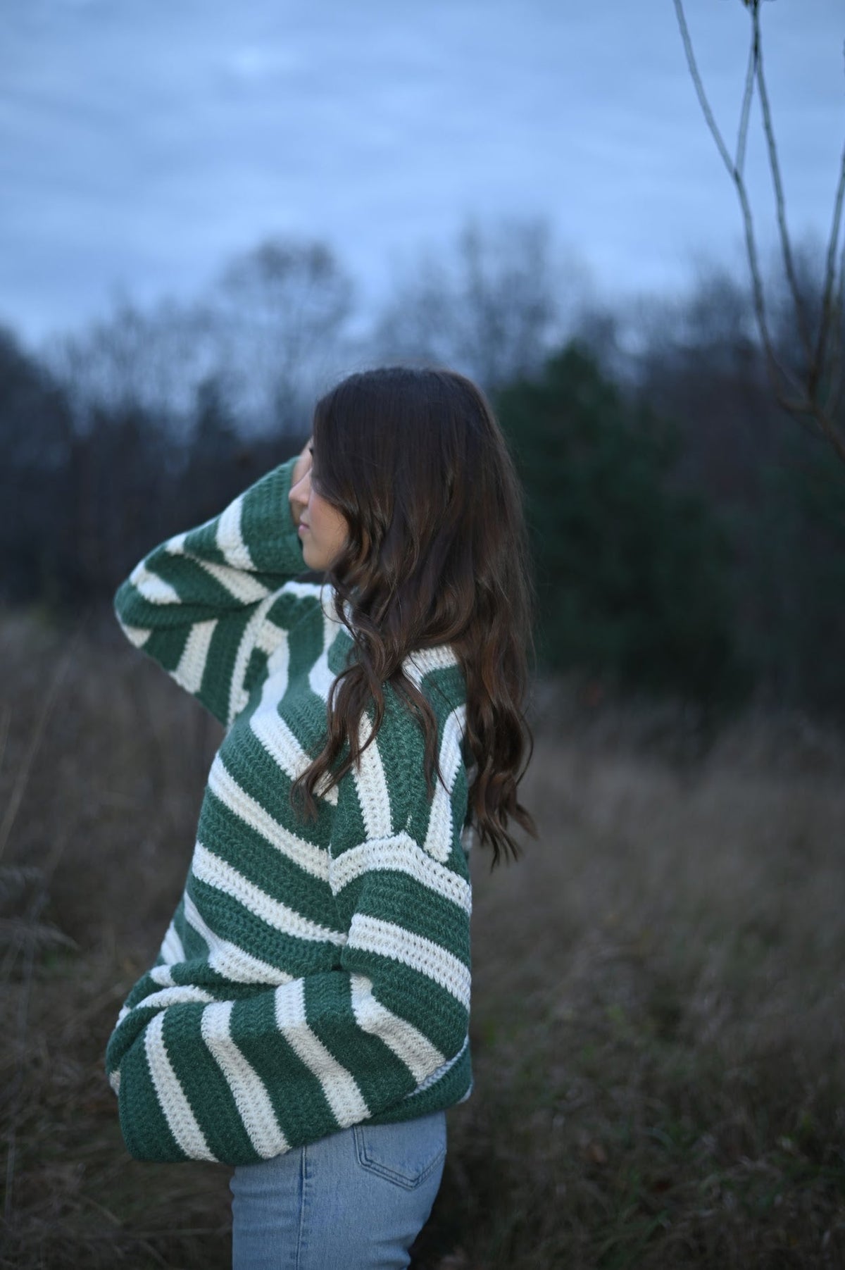 Klassischer Pullover mit Streifenmuster