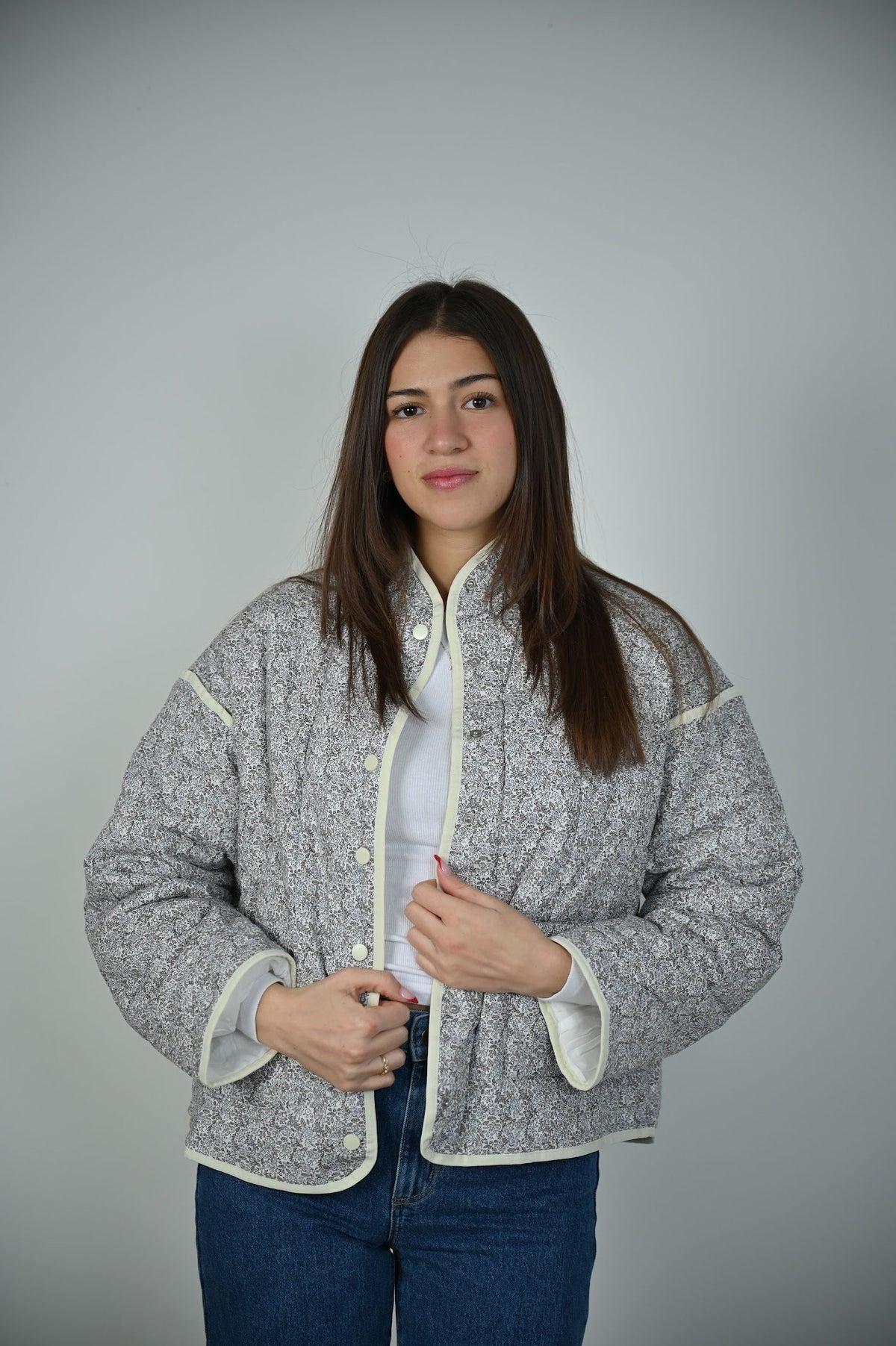 Graue Steppjacke