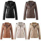 Moderne Lederjacke mit Kapuze