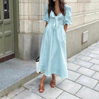 Alorica - Vintage-inspiriertes Midikleid mit Puffärmeln