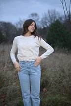 Strickjacke mit Knöpfen in Haferbeige