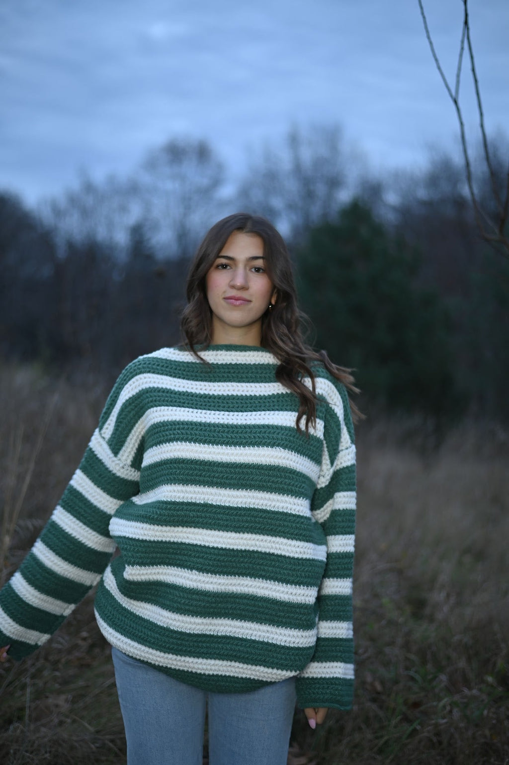 Klassischer Pullover mit Streifenmuster