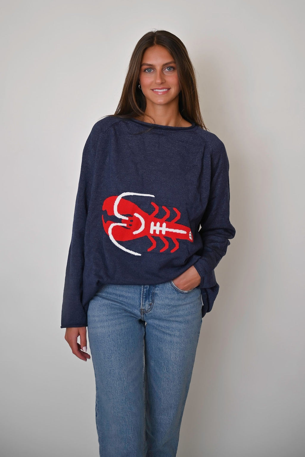 Strickpullover mit Hummermotiv
