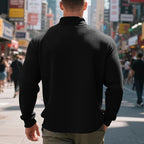 Herren Pullover mit halbem Reißverschluss und Waffelstruktur - Taren