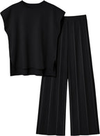 Fließendes ärmelloses Oberteil und plissierte Hose - Oriane
