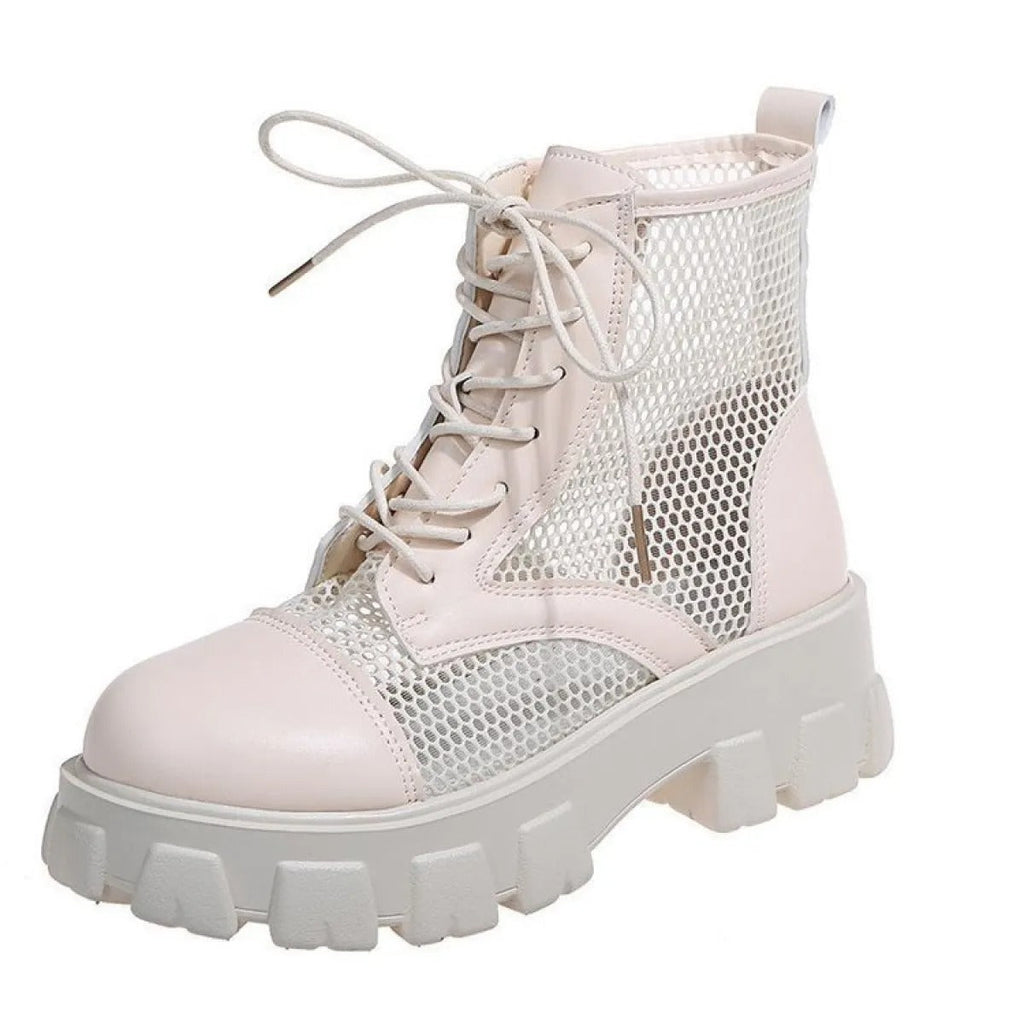Militärische Damenstiefel mit Netzeinsätzen - Lioré
