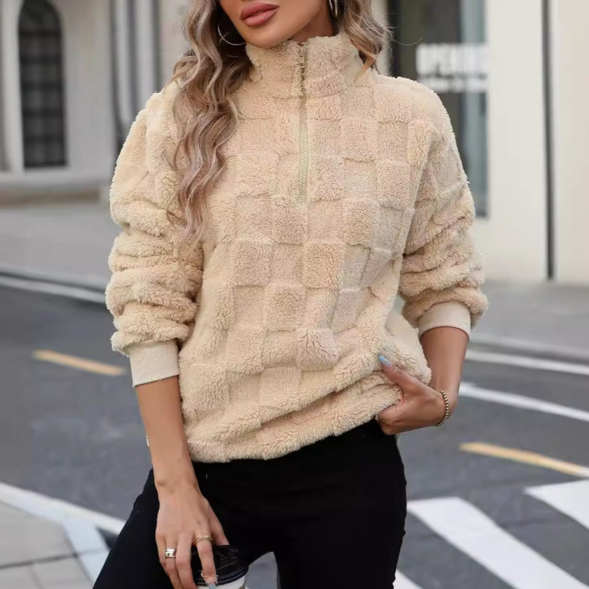 Fleece-Rollkragenpullover mit Reißverschluss - Noémie