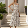 Midikleid mit dünnen Trägern und Druck - Noelia