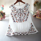 Ärmellose Bluse mit Blumenstickerei im Bohème-Stil - Alondra