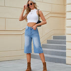 Gewaschene Denim-Jeans im Bermuda-Schnitt für Damen - Rocio