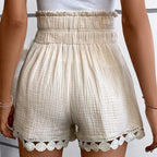 Damen Shorts aus Baumwolle mit dekorativer Spitze - Arlette