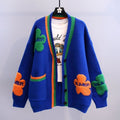 Damen Strickjacke mit Blumenapplikationen und lustigem Stil - Ingrid