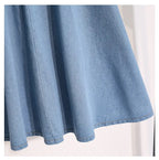 Damen Midirock Denim mit Gummizug in der Taille und Knöpfen - Renata