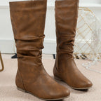 Flache High-Top-Stiefel mit seitlichen Raffungen - Rhea