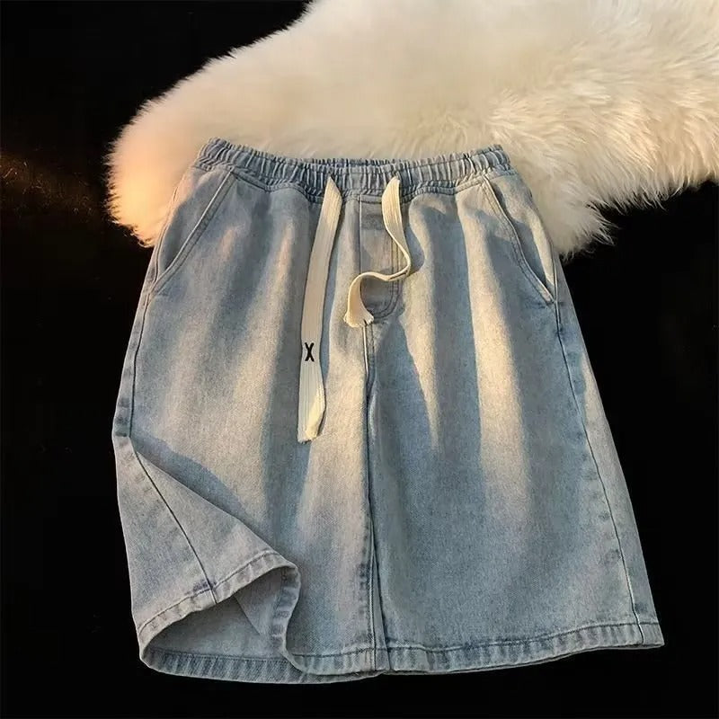 Denim-Shorts mit elastischem Bund und verstellbarem Kordelzug - Silas