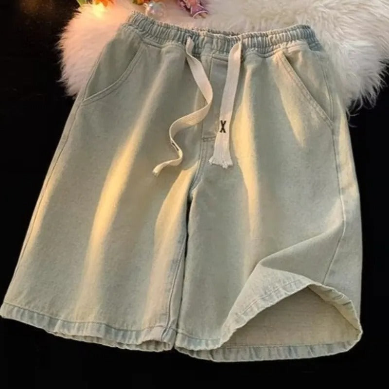 Denim-Shorts mit elastischem Bund und verstellbarem Kordelzug - Silas