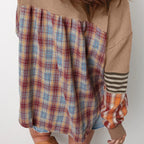Damen-Sweatshirt im Patchwork-Stil mit gestreiften und karierten Ärmeln - Leona