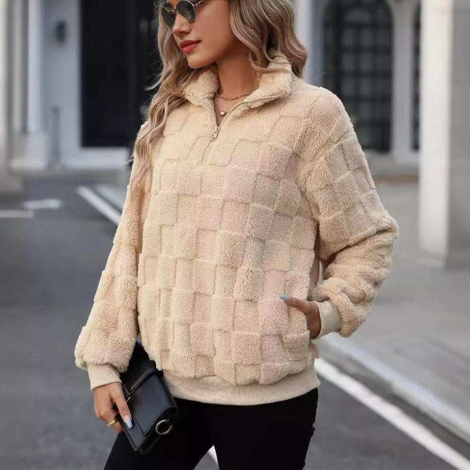 Fleece-Rollkragenpullover mit Reißverschluss - Noémie