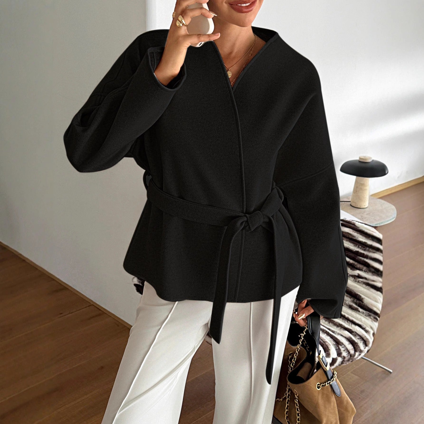 Damen-Wickeljacke mit Gürtel - Bitia