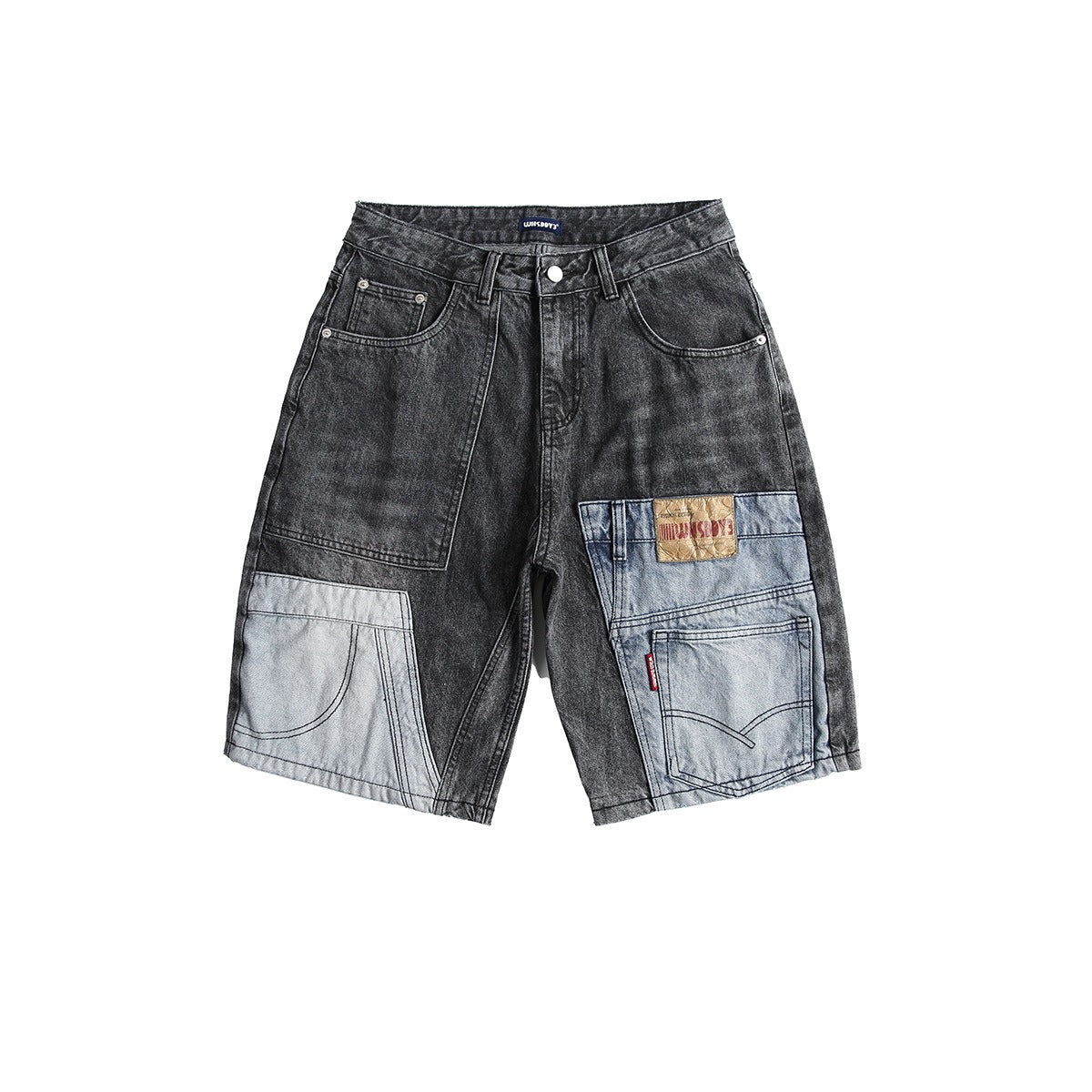 Bermudashorts aus Denim mit Patchworkmuster für Männer - Urban Edge