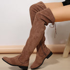Hohe Overknee-Stiefel aus synthetischem Wildleder für Damen - Lianne