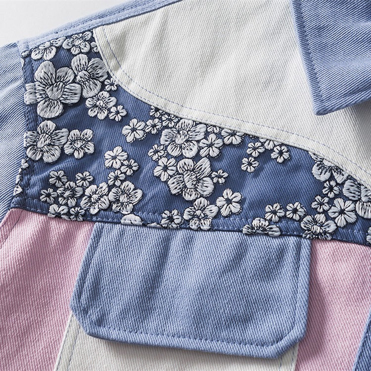 Patchwork-Jacke aus Baumwolle mit Blumendruck für Herren - Elric