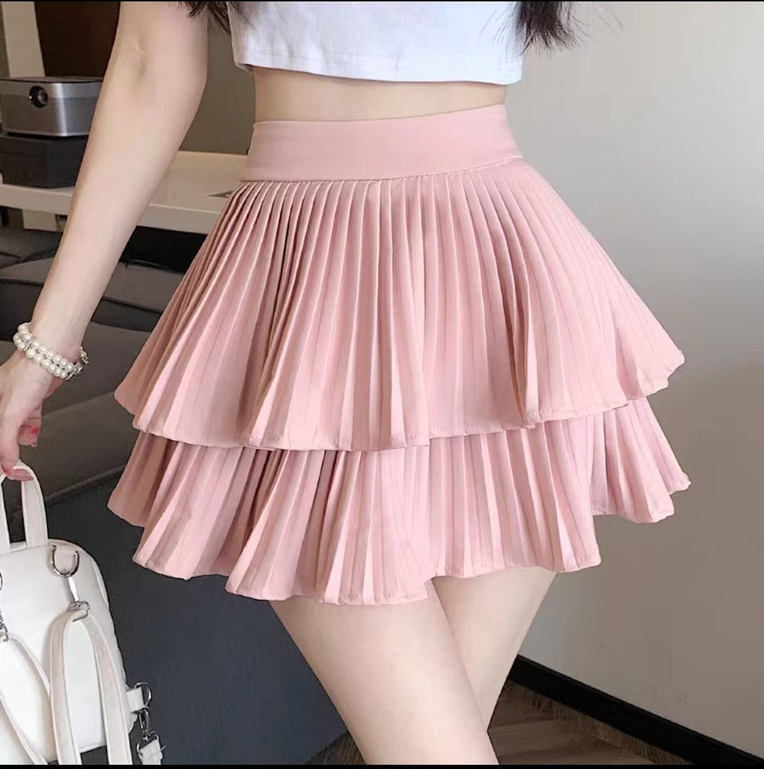 Damen Minirock aus Chiffon mit Falten und ausgestelltem Schnitt - Maëlle