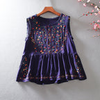Ärmellose Bluse mit Blumenstickerei im Bohème-Stil - Alondra