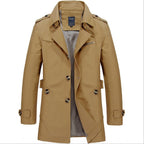 Langer wasserdichter Herren-Trenchcoat mit Doppelknöpfen - Miles