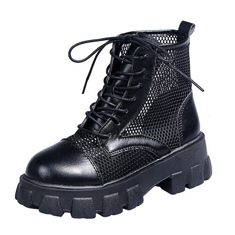 Militärische Damenstiefel mit Netzeinsätzen - Lioré