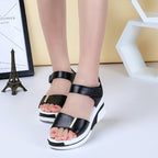 Minimalistische Damen Plateausandalen mit Klettverschluss - Eliane